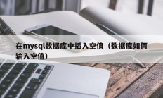 在mysql数据库中插入空值（数据库如何输入空值）