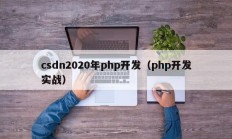 csdn2020年php开发（php开发实战）