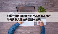 php中如何获取文件的产品版本,php中如何获取文件的产品版本编码