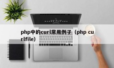 php中的curl常用例子（php curlfile）