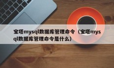 宝塔mysql数据库管理命令（宝塔mysql数据库管理命令是什么）