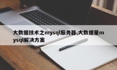 大数据技术mysql服务器，大数据量mysql解决方案