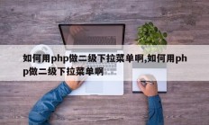 如何用php做二级下拉菜单啊,如何用php做二级下拉菜单啊