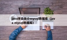 java项目简介mysql数据库（java mysql数据库）