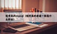 程序员的mysql（程序员的老婆一般是什么职业）