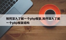 如何深入了解一个php框架,如何深入了解一个php框架结构