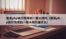 提高php执行效率的一些小技巧（提高php执行效率的一些小技巧是什么）