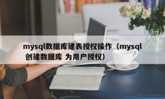 mysql数据库建表授权操作（mysql 创建数据库 为用户授权）