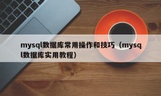 mysql数据库常用操作和技巧（mysql数据库实用教程）