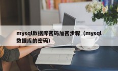 mysql数据库密码加密步骤（mysql数据库的密码）
