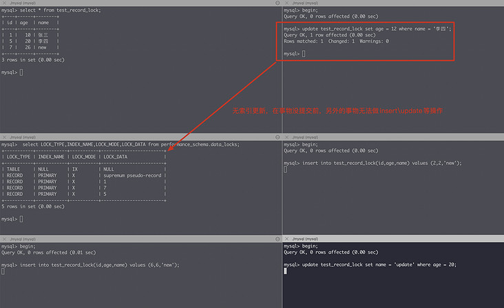 MySql update会锁定哪些范围的数据？
