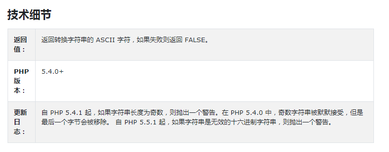 PHP hex2bin()函数用法实例