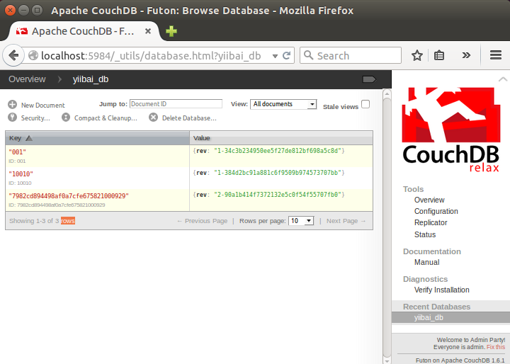 CouchDB使用fauxton、cURL工具更新(编辑)文档