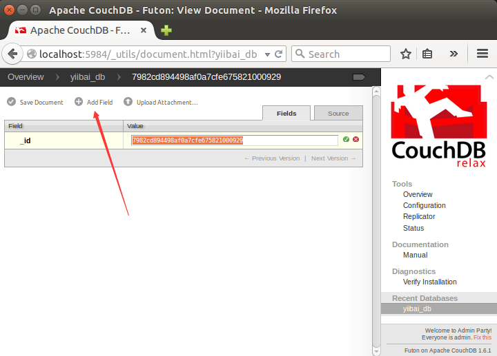 CouchDB数据库使用Fauxton、cURL实用程序创建文档
