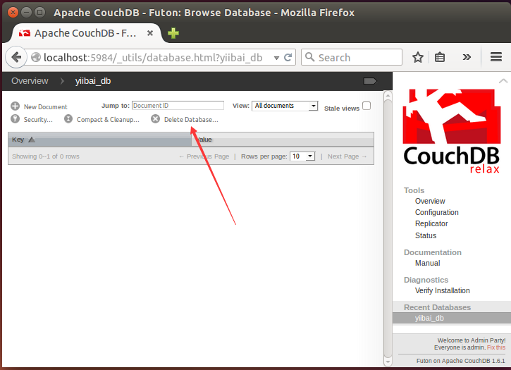 CouchDB教程：使用Fauxton、cURL工具删除数据库