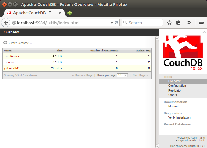 CouchDB教程：使用Fauxton、cURL工具删除数据库
