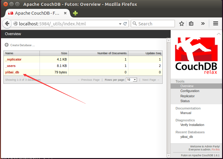 CouchDB教程：Fauxton与cURL工具创建数据库