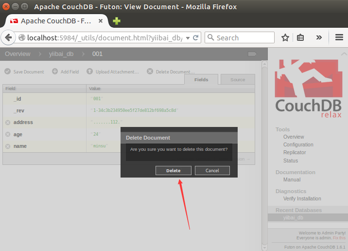 CouchDB使用Fauxton、cURL工具删除文档