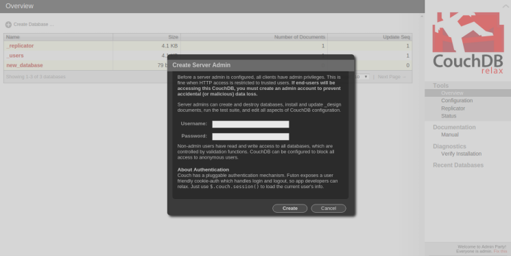 CouchDB教程：安装、安全保护、访问Futon