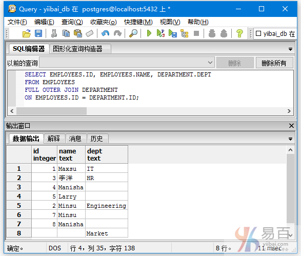 PostgreSQL全外连接FULL OUTER JOIN