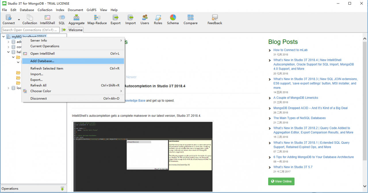 MongoDB可视化工具Studio 3T的使用(CRUD)