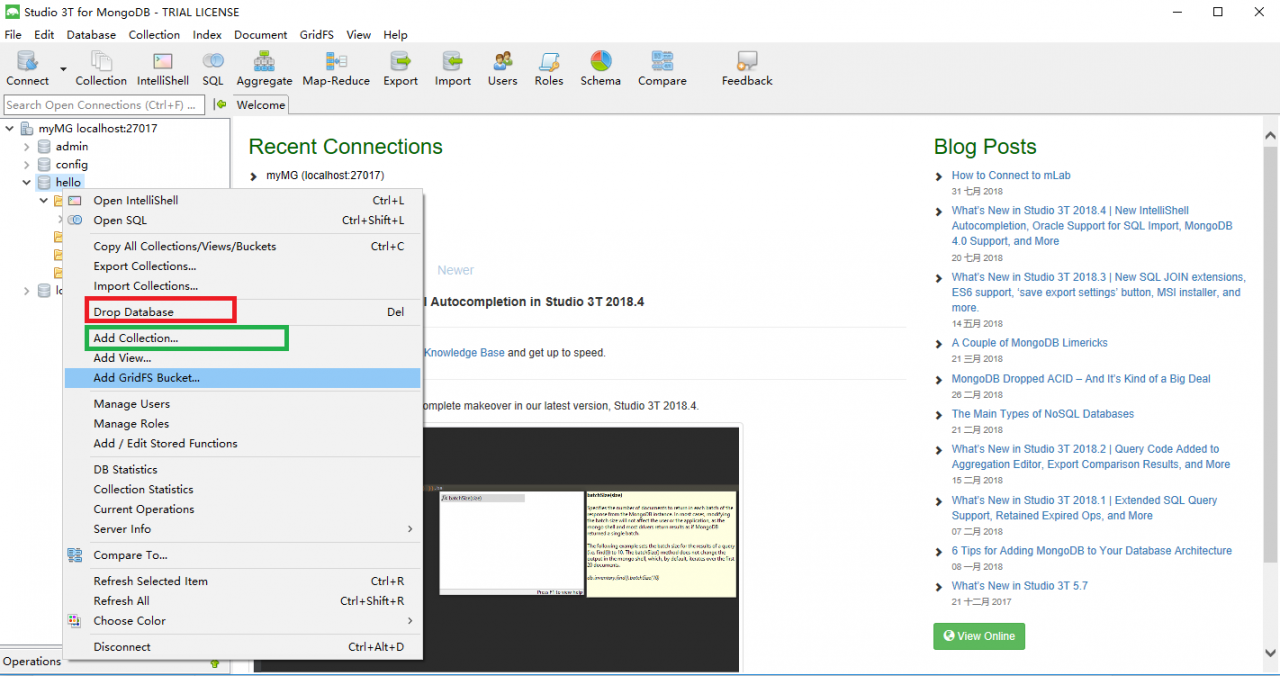 MongoDB可视化工具Studio 3T的使用(CRUD)