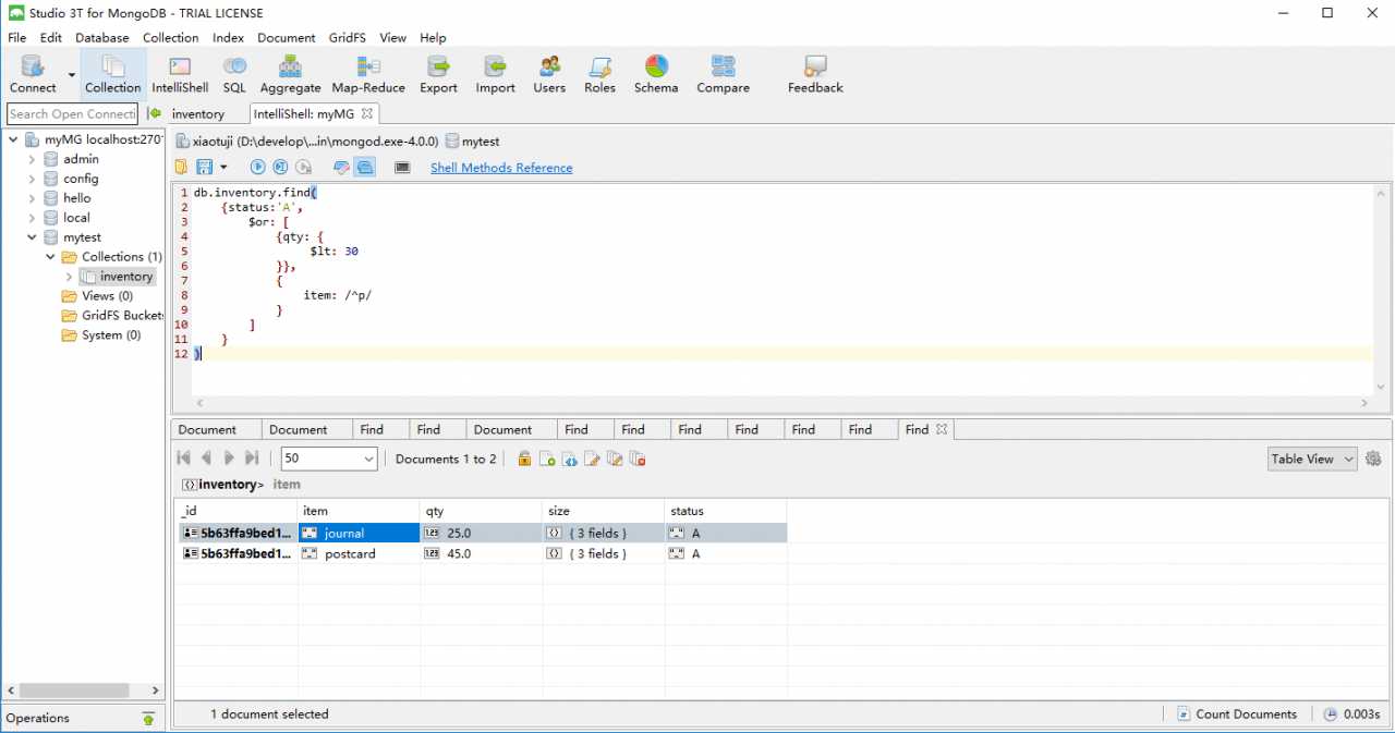 MongoDB可视化工具Studio 3T的使用(CRUD)